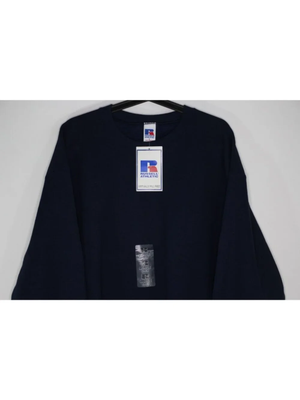 Vintage Russell Athletic Mens Large Y2K Navy Fleece Lined Sweatshirt NEW F1414